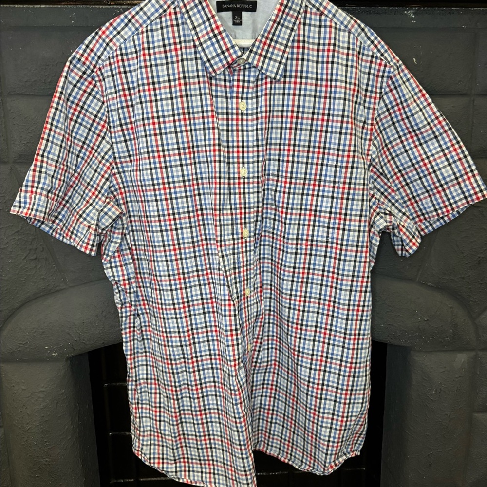 Banana Republic Button Up Shirt Mens XL Short Sleeve LOT OF 3 (SLIM FIT & REG)